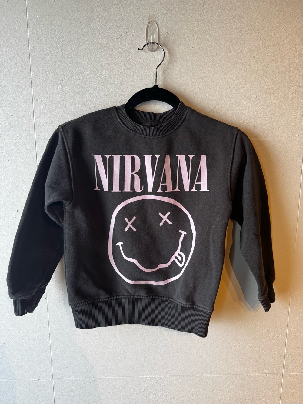 Zara Black Sweatshirt with Pink Nirvana Smiley